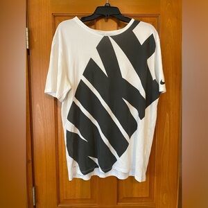 Nike Tee Shirt Men's Large White Dri Fit DFC Block Graphic Athletic Cut AH2306